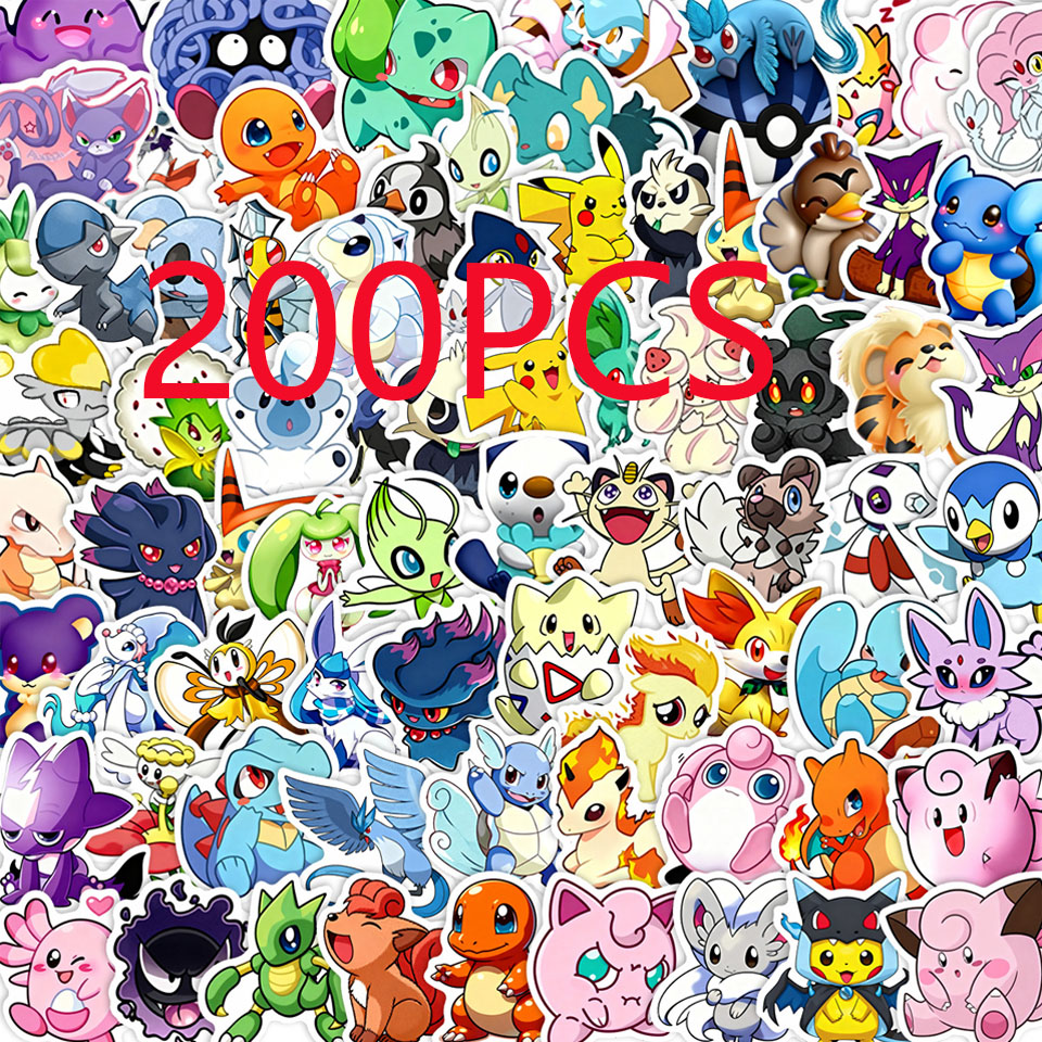 Kids Toys Laptop - 100/200pcs Pokemon Anime Stickers Pikachu Kawaii
