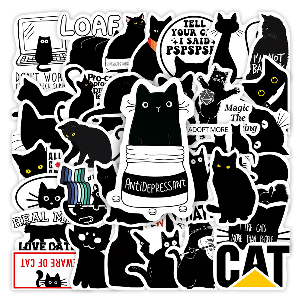 Kawaii Funny Black Cat Sticker - Kids Toys Laptop のレビューと価格