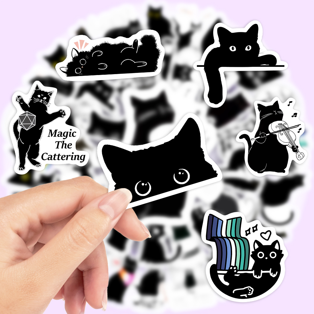 Kawaii Funny Black Cat Sticker - Kids Toys Laptop のレビューと価格