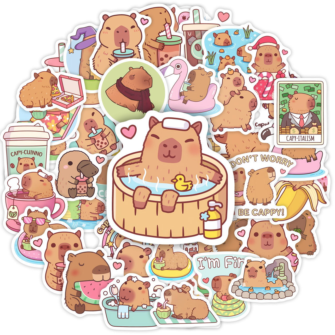 Cute Capybara Cafe Stickers Ca - Kids Toys Laptop のレビューと価格
