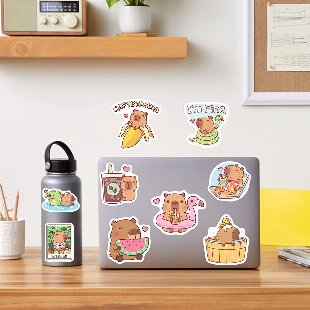 Cute Capybara Cafe Stickers Ca - Kids Toys Laptop のレビューと価格