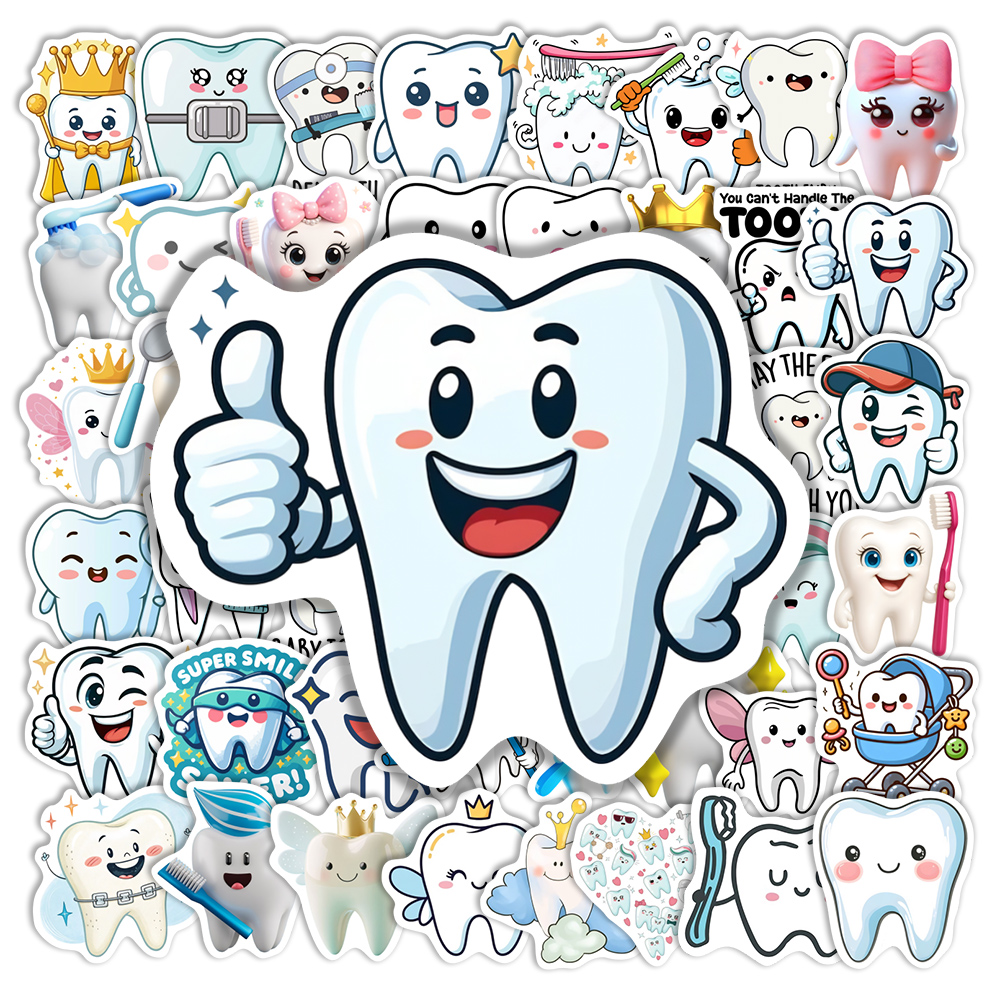 Adorable Cartoon Teeth Sticker - Kids Toys Laptop のレビューと価格