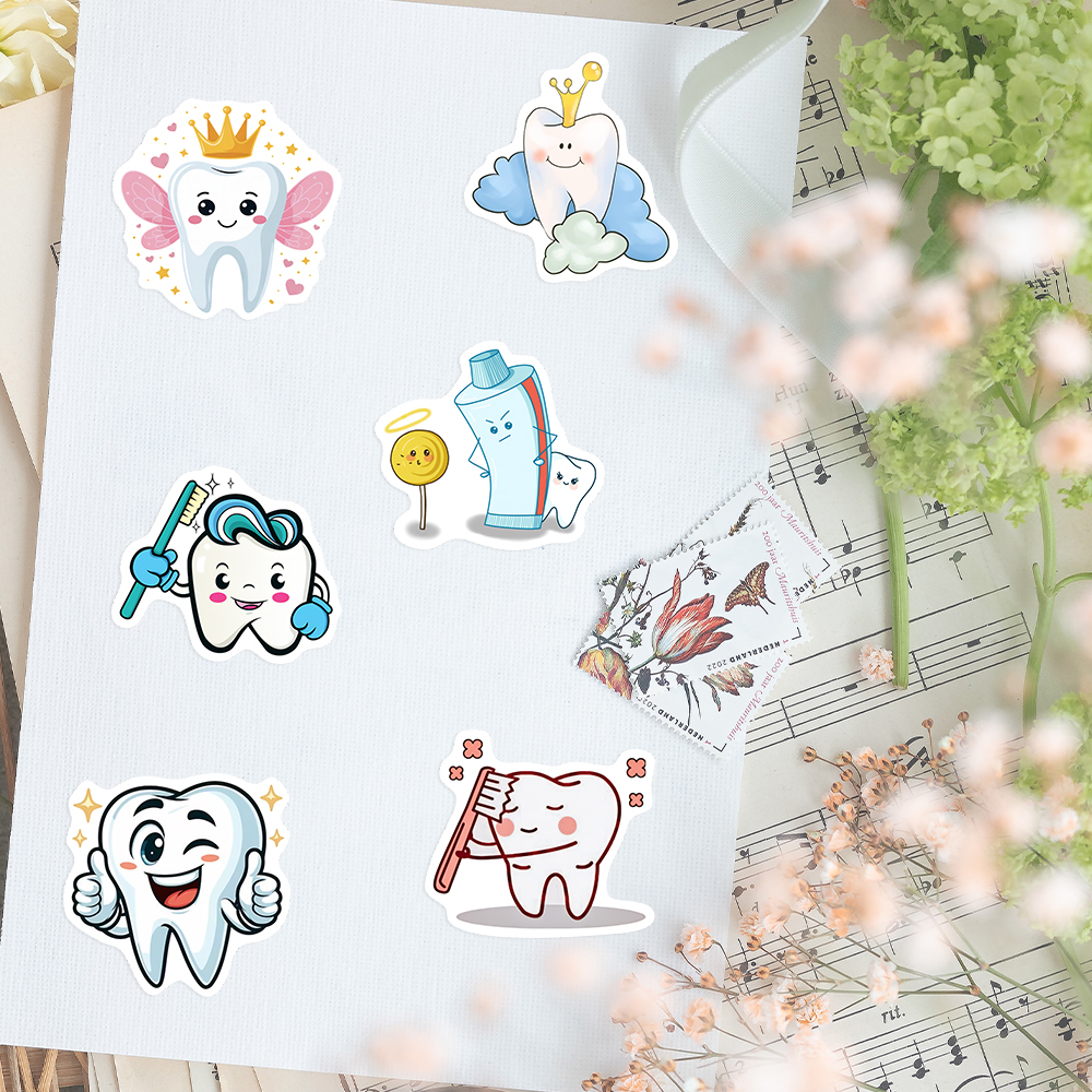 Adorable Cartoon Teeth Sticker - Kids Toys Laptop のレビューと価格